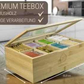 Medinė arbatos dėžutė su cukrine