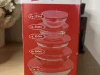 Stiklinių dubenėlių su dangteliais rinkinys