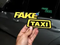 Fake taxi šviečiantis lipdukas
